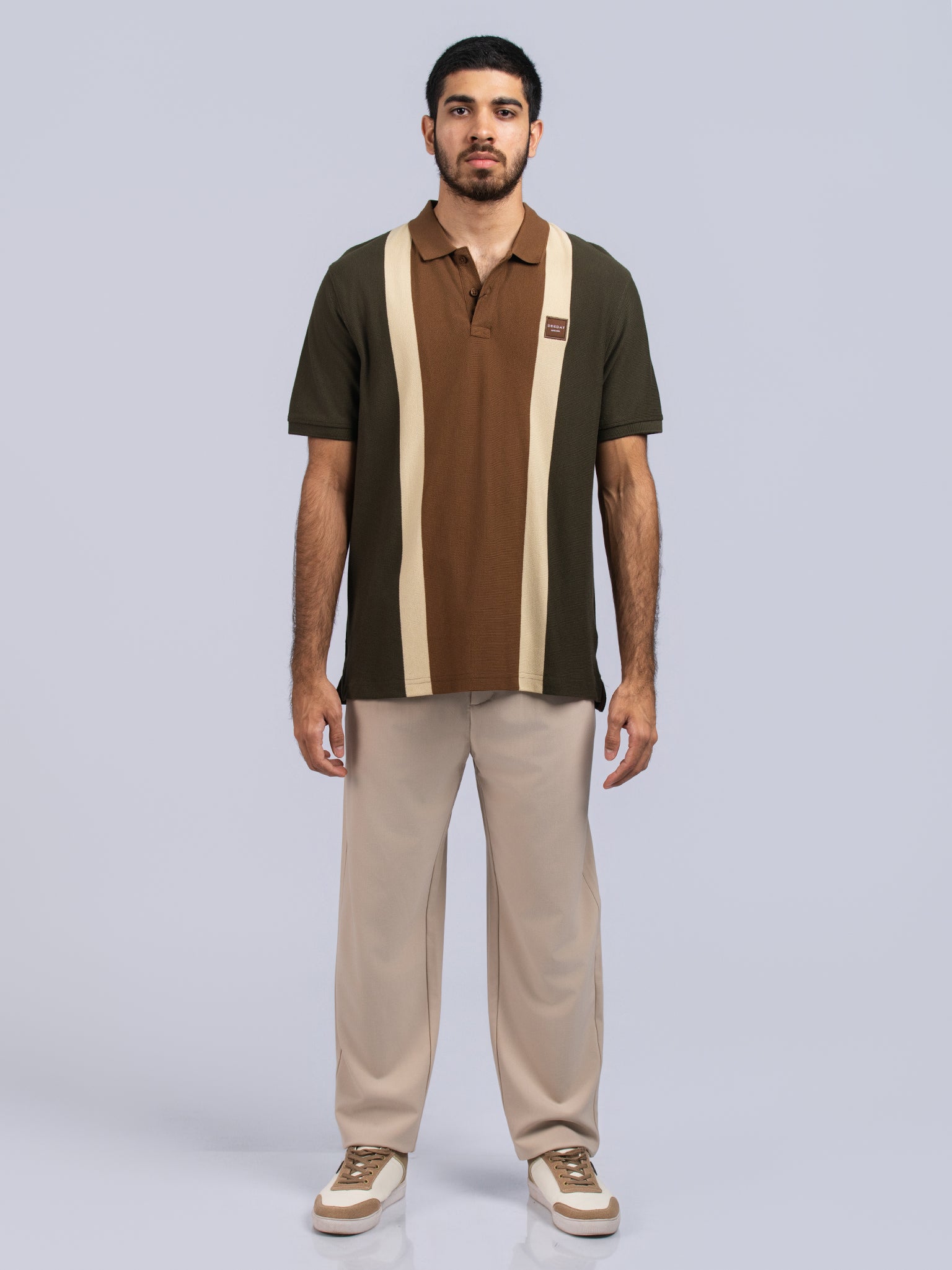 DEEDAT Polo Regular Fit Tees - Olive/Brown