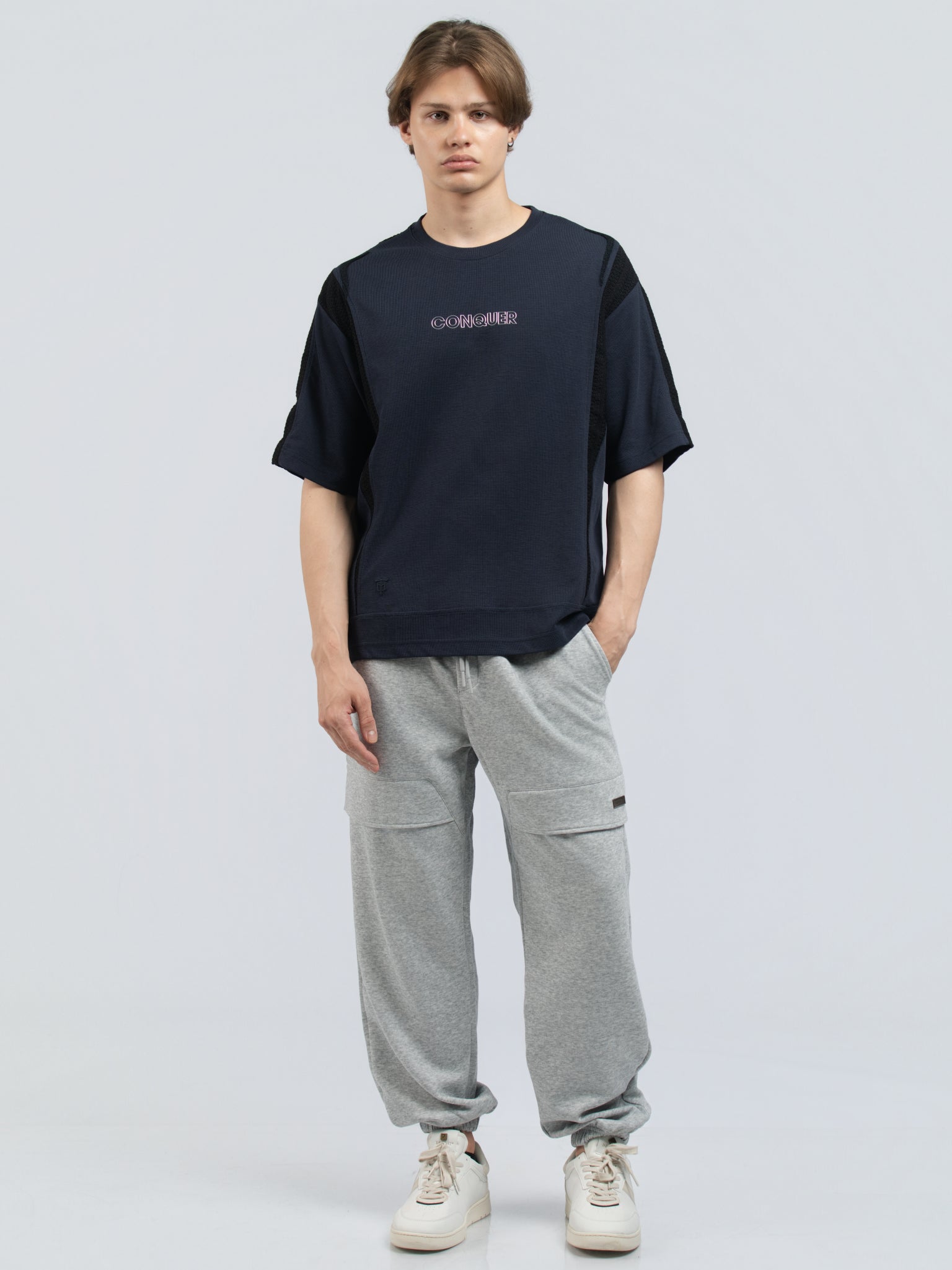 DEEDAT MNML WRLD WALKER Oversized Tee Shirt - Navy