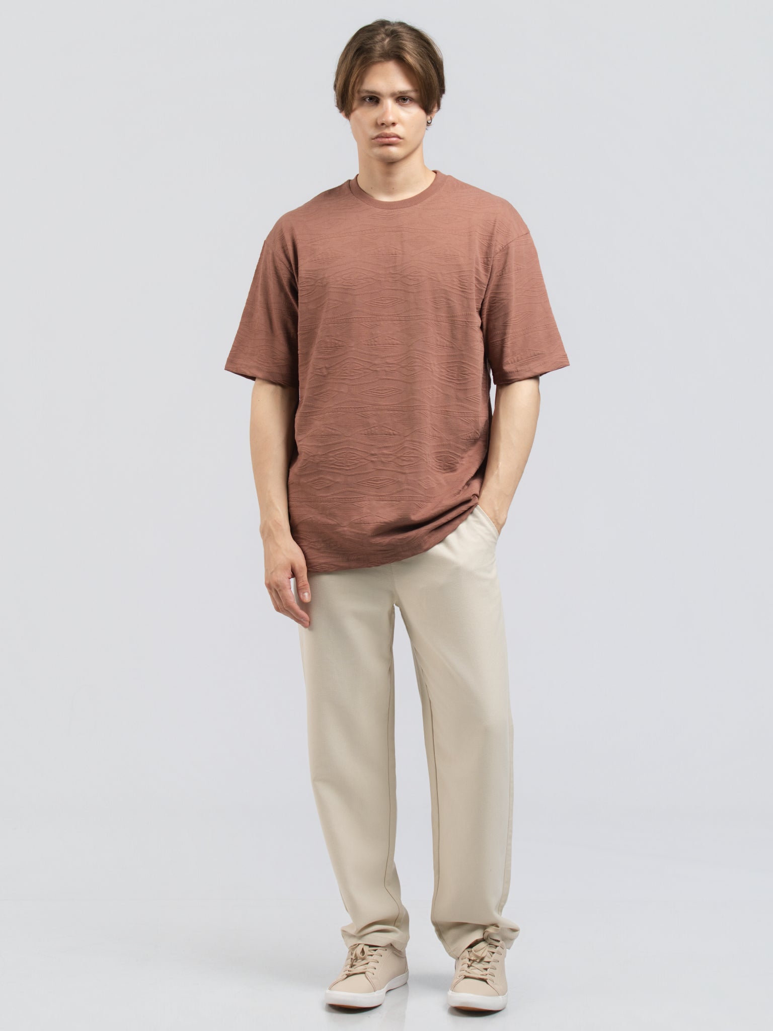 DEEDAT OVERSIZED Crew Neck Tees - brown