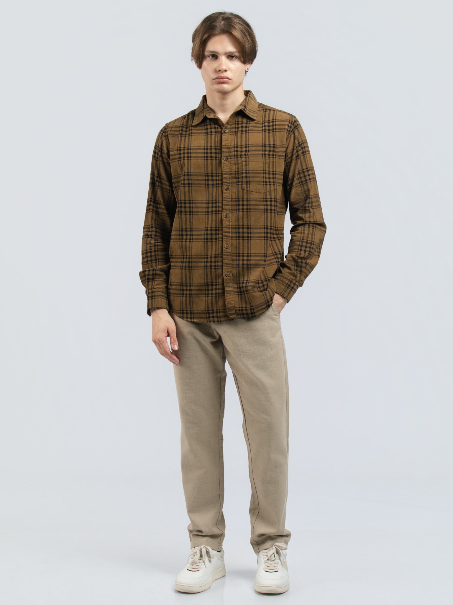 DEEDAT Standard Hem Slim Fit Casual Pant - Khaki