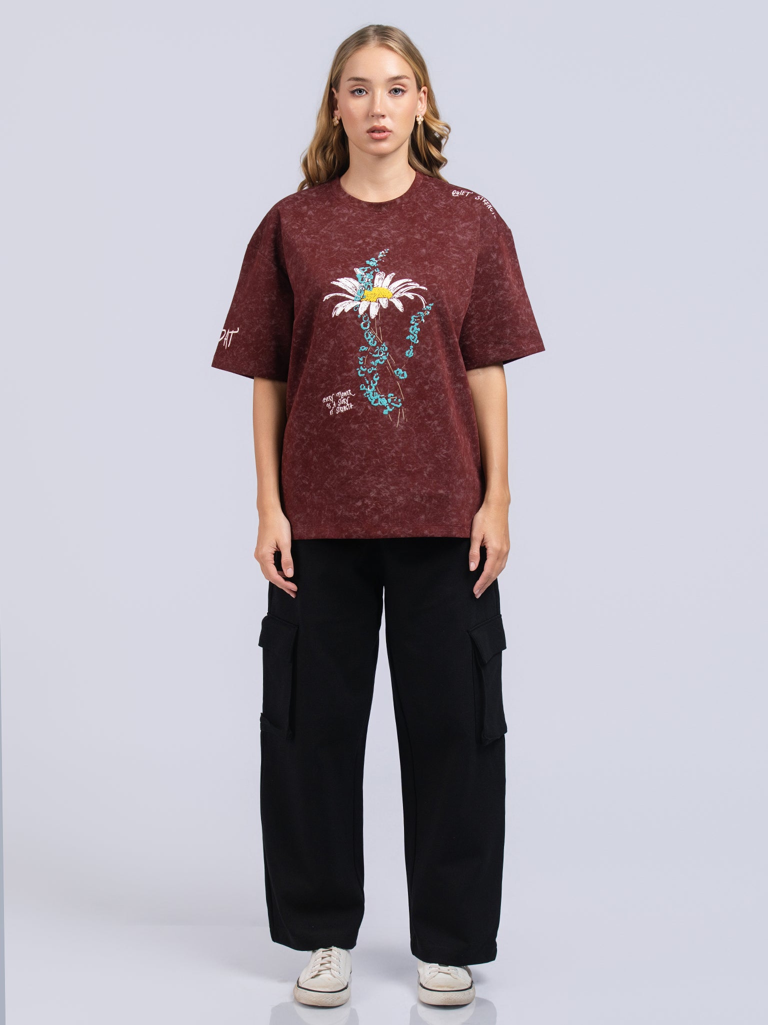 DEEDAT Women's Oversized Tees - Maroon