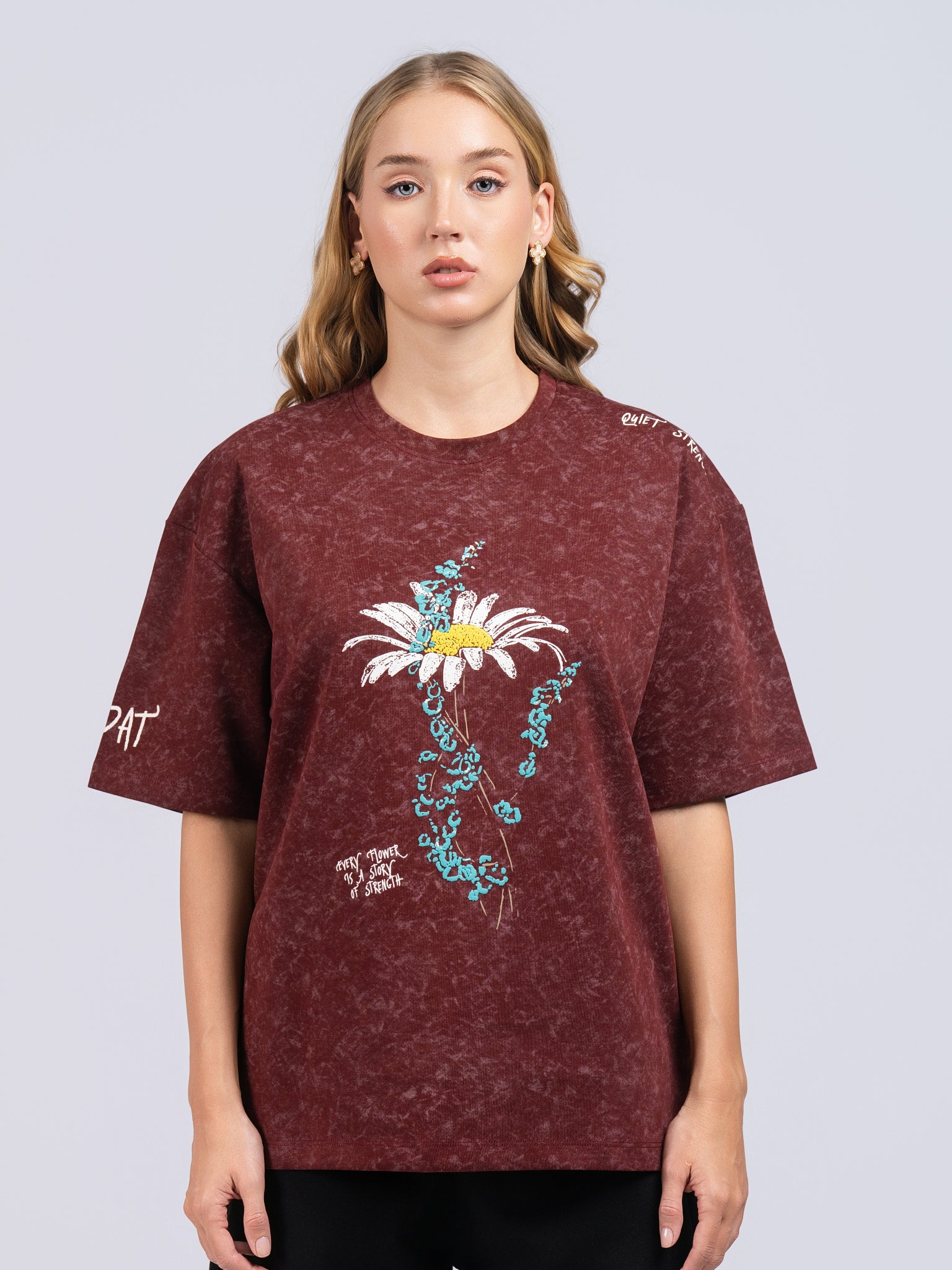 DEEDAT Women's Oversized Tees - Maroon
