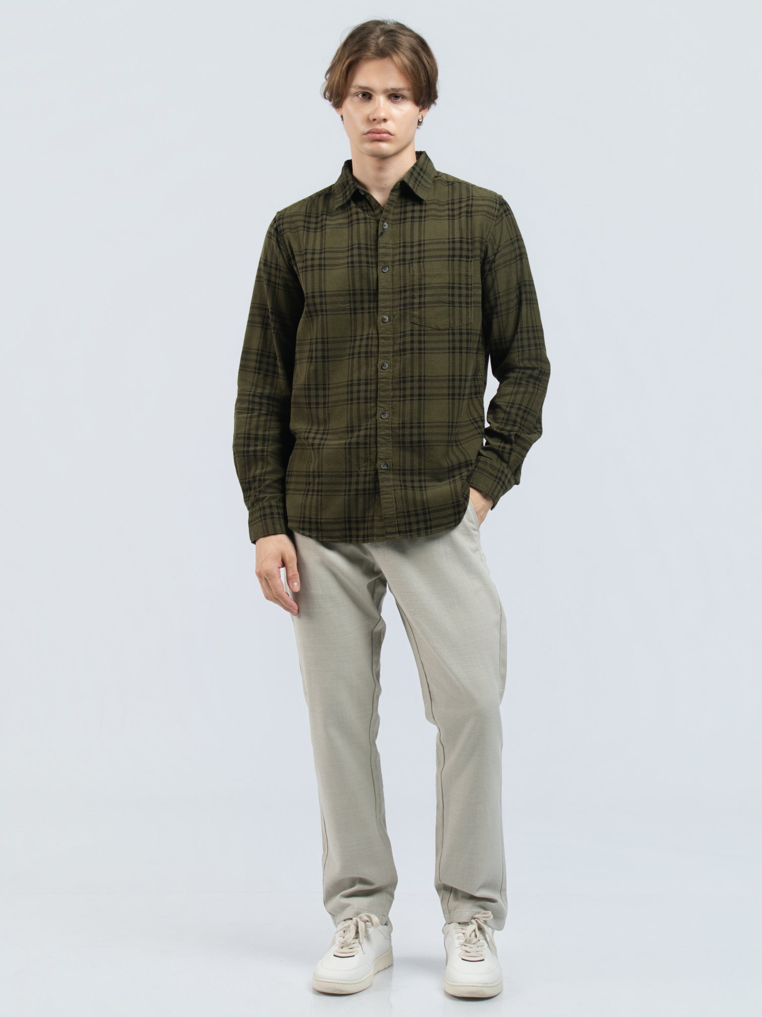 DEEDAT Standard Hem Slim Fit Casual Pant - Light Gray