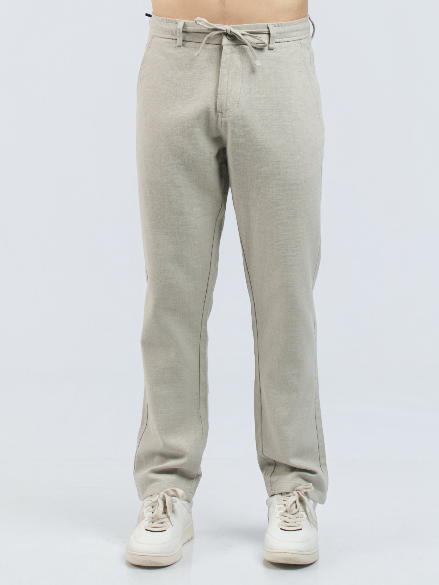 DEEDAT Standard Hem Slim Fit Casual Pant - Light Gray