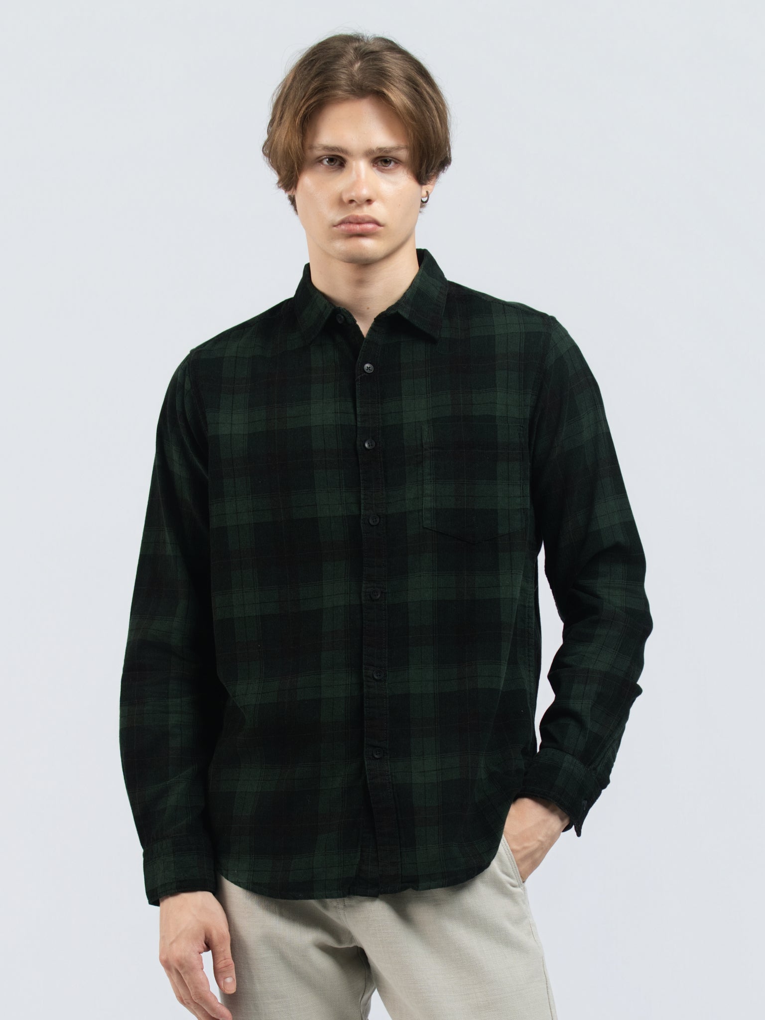DEEDAT Slim Fit Long Sleeve check shirt - Green