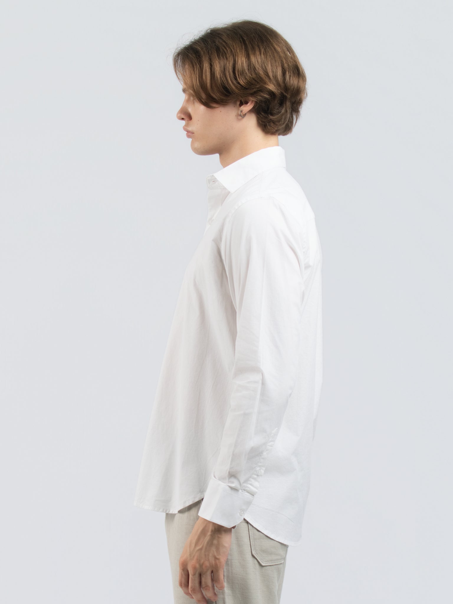 DEEDAT Standard Hem Regular Fit Casual Shirt - White