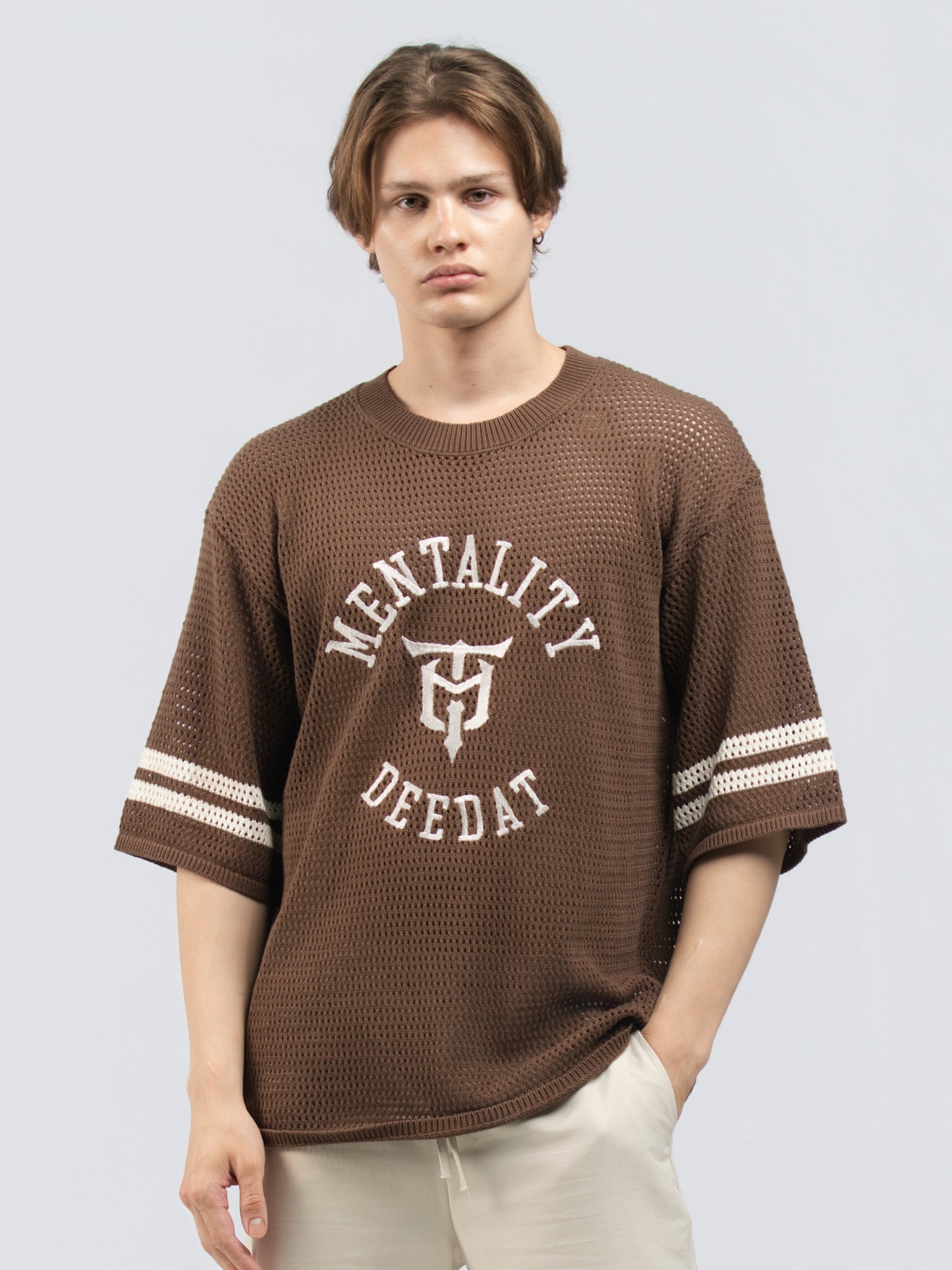 DEEDAT Crew Neck  Oversized Short-sleeve Tees - coffee