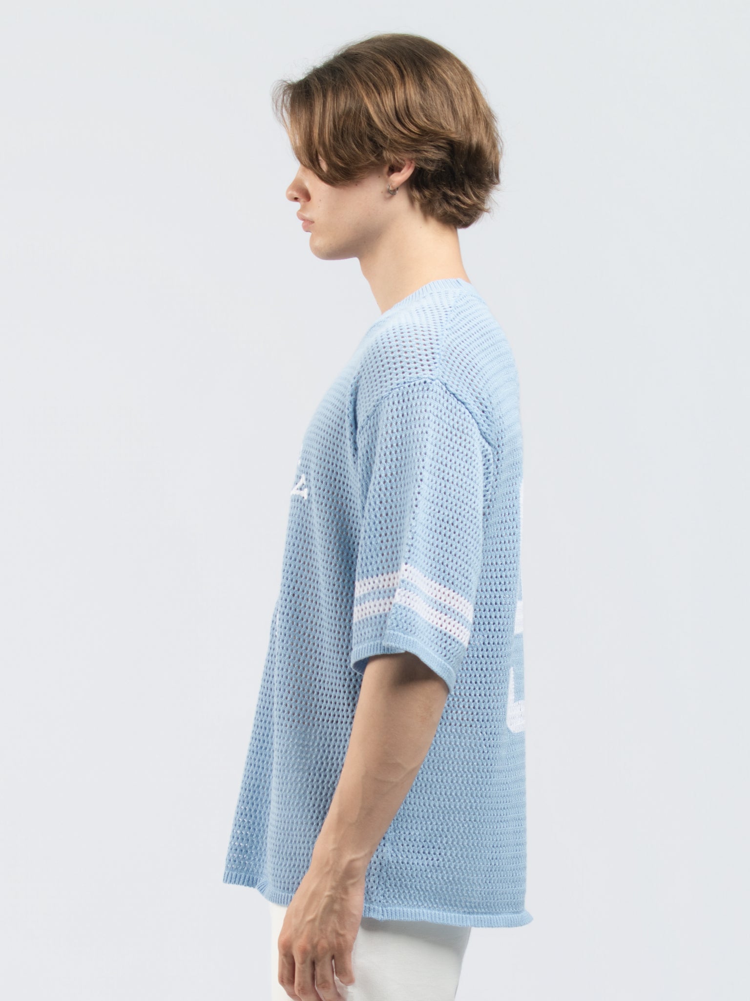 DEEDAT Crew Neck  Oversized Short-sleeve Tees - Blue