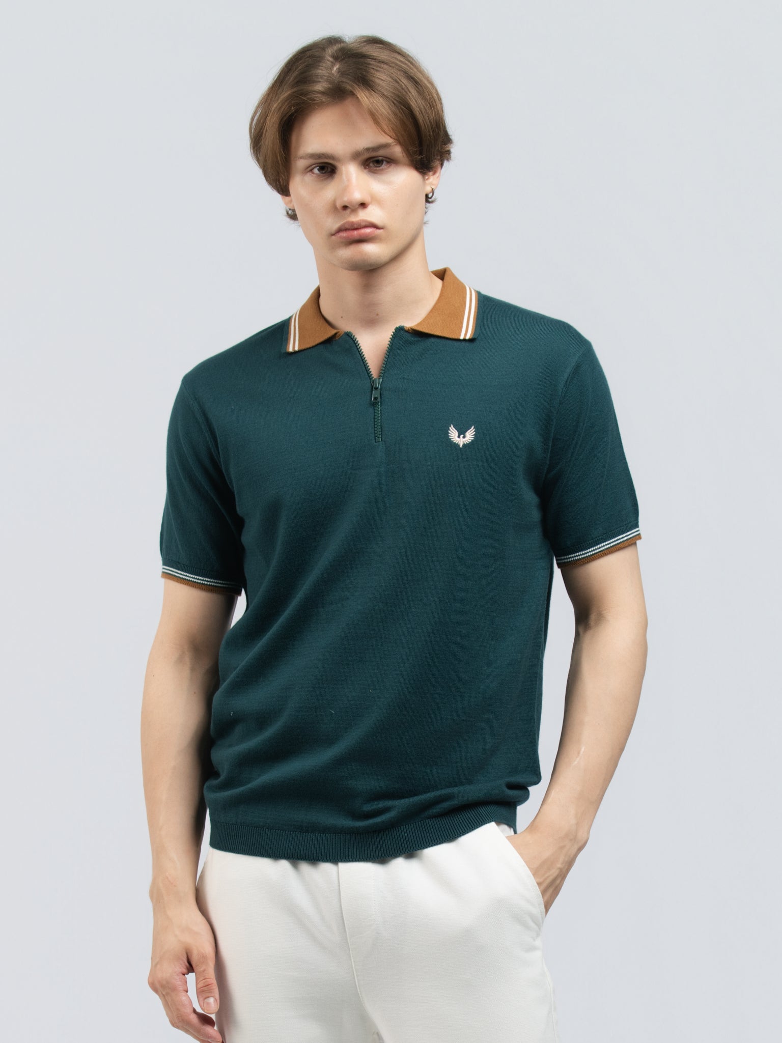 DEEDAT PORTOFINO Short Sleeve Polo Slim Fit Tees - Dark Green