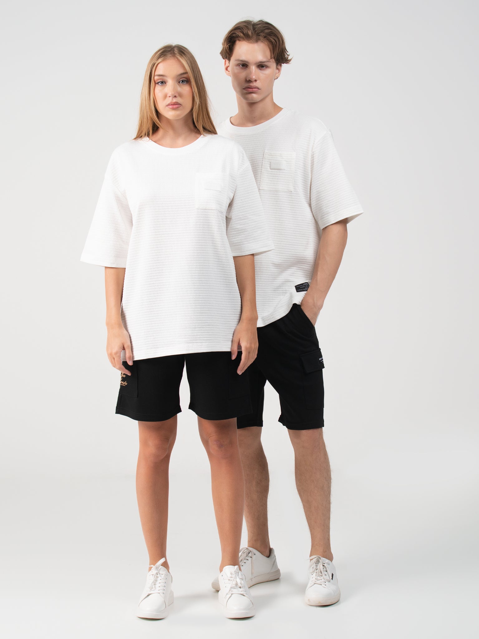 DEEDAT MNML WRLD Oversized Crew Neck Tee Shirt - White