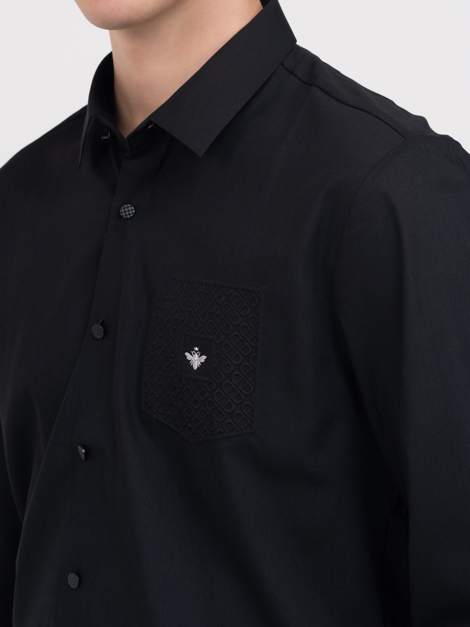 DEEDAT Long Sleeve Party Shirt - Black