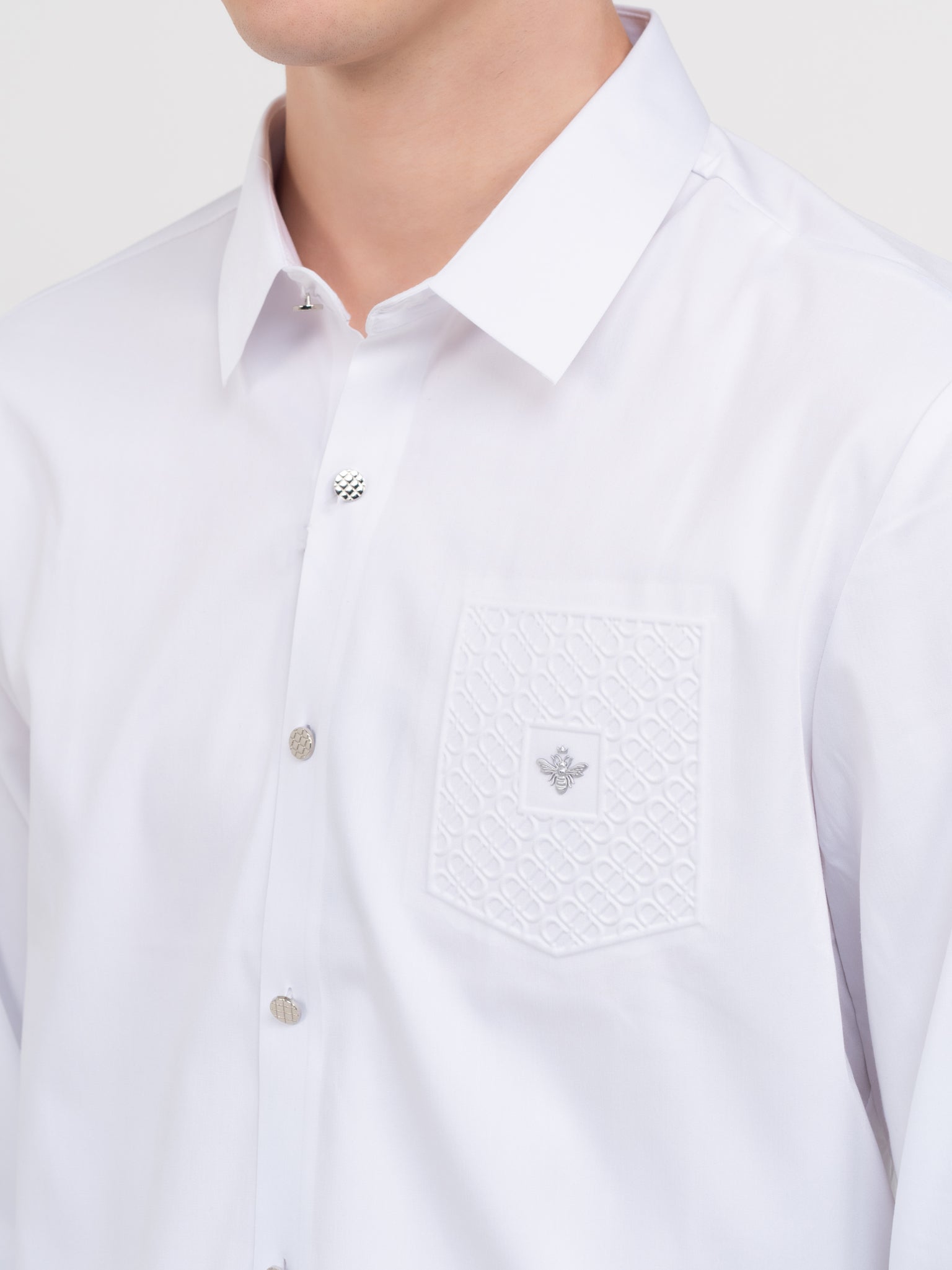 DEEDAT Long Sleeve Party Shirt - White