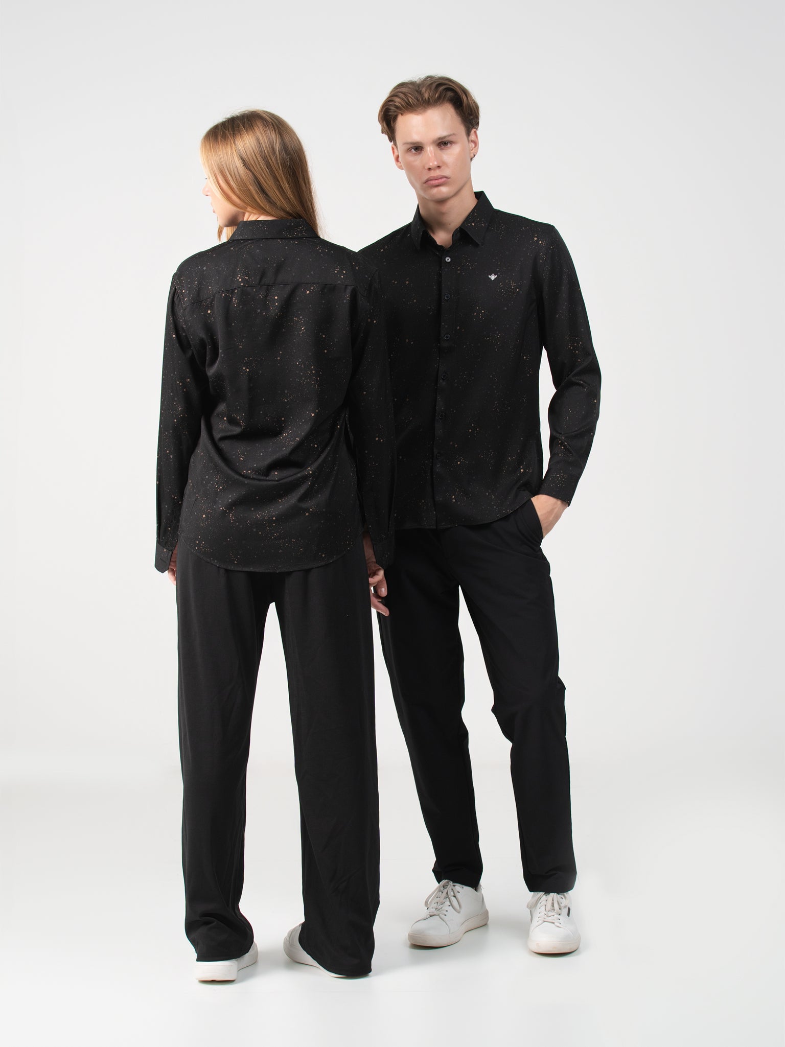 DEEDAT Regular Fit Long Sleeve Party Shirt - Black