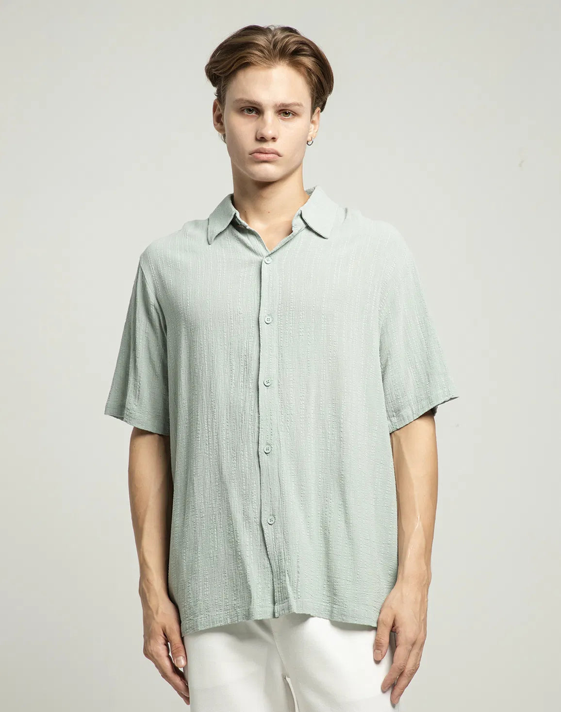 DEEDAT NATURE VERSE Men's Regular Fit Cotton Casual Shirt - Sea Green