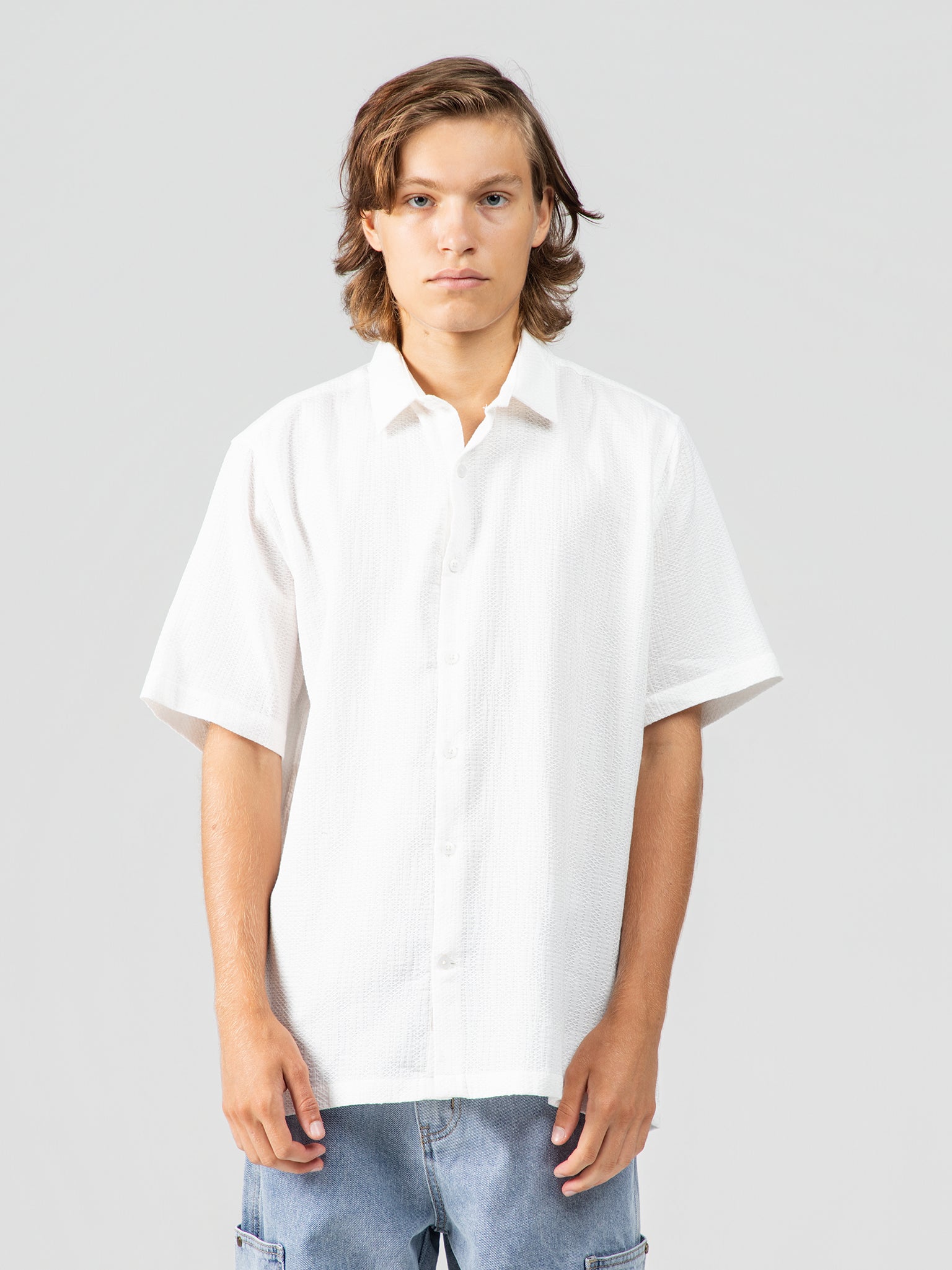 DEEDAT Regular Fit Short Sleeve Casual Shirt - White