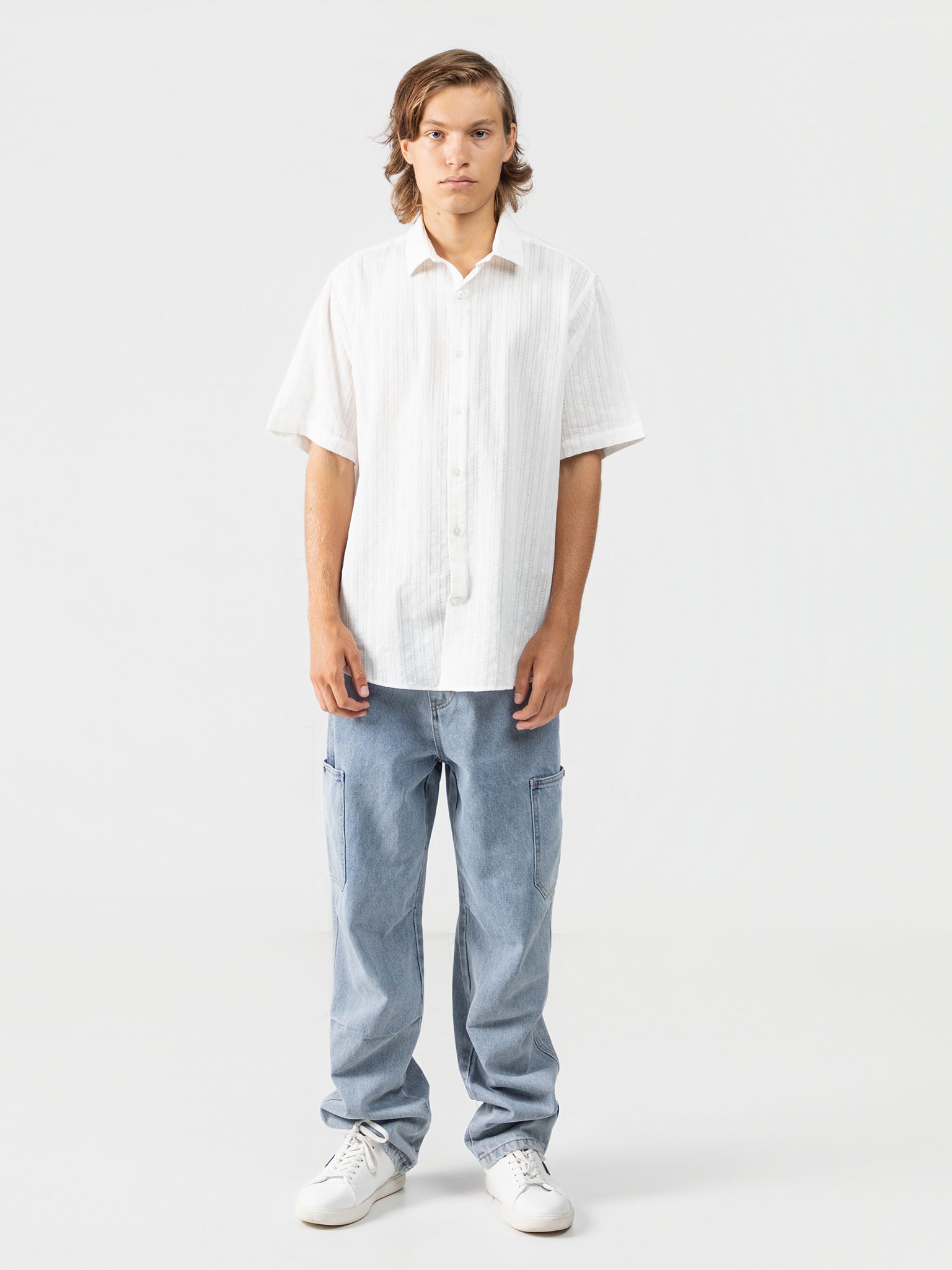 DEEDAT Regular Fit Short Sleeve Casual Shirt - White