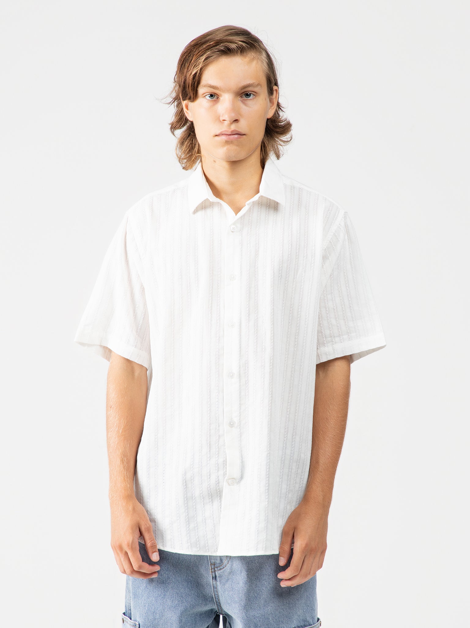 DEEDAT Regular Fit Short Sleeve Casual Shirt - White