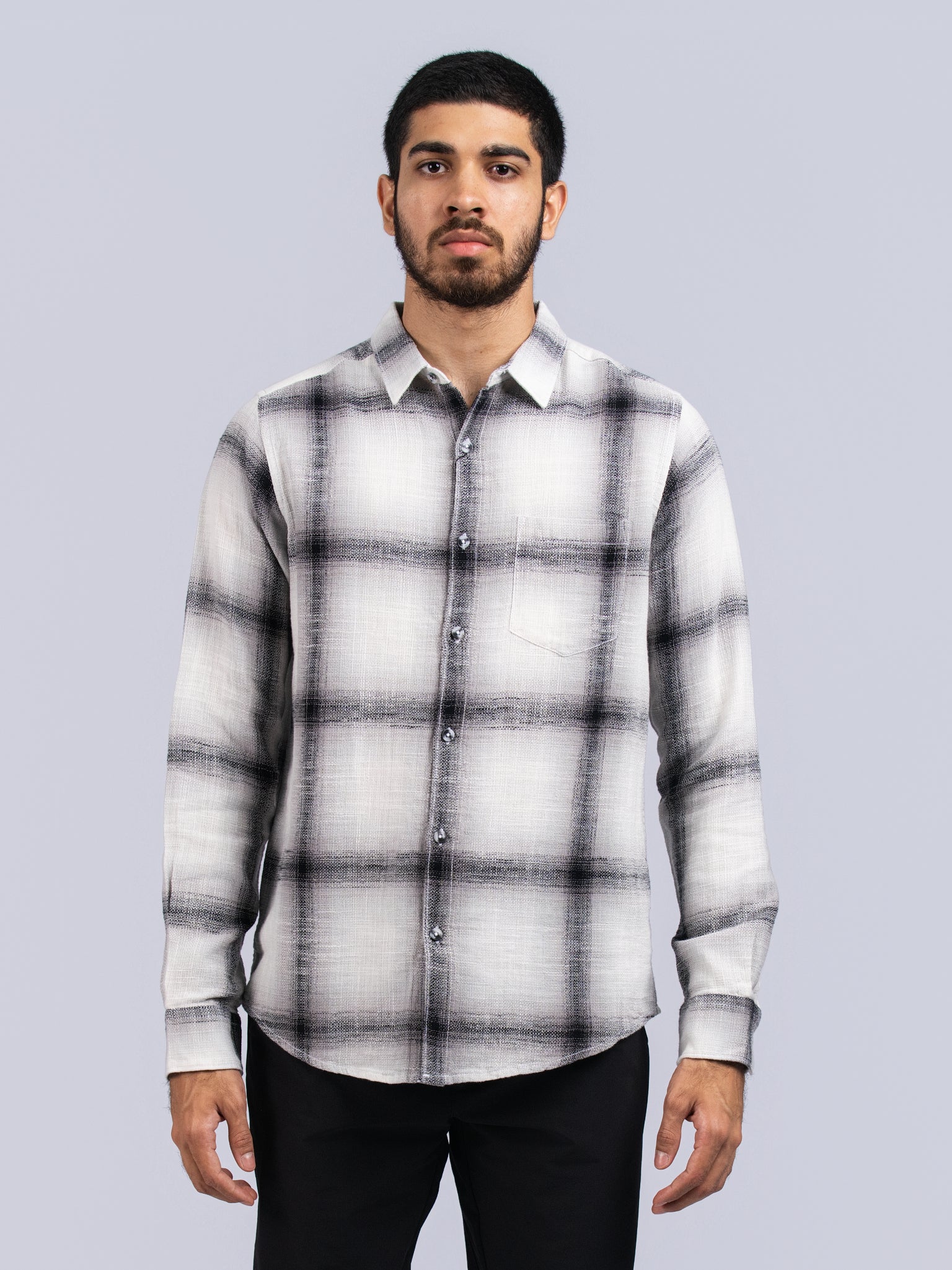 DEEDAT Slim Fit Long Sleeve Shirt - Grey