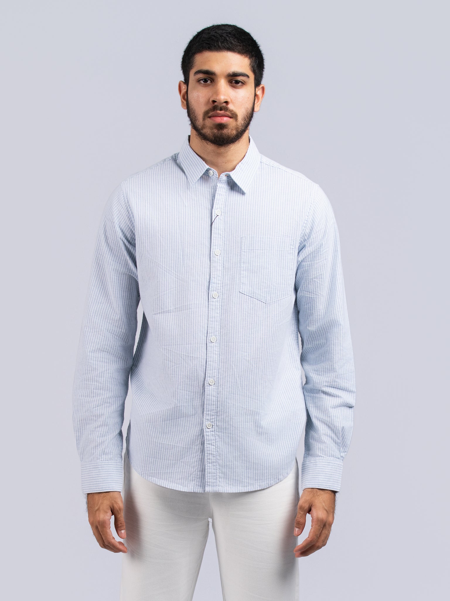 DEEDAT Slim Fit Long Sleeve Shirt - Blue