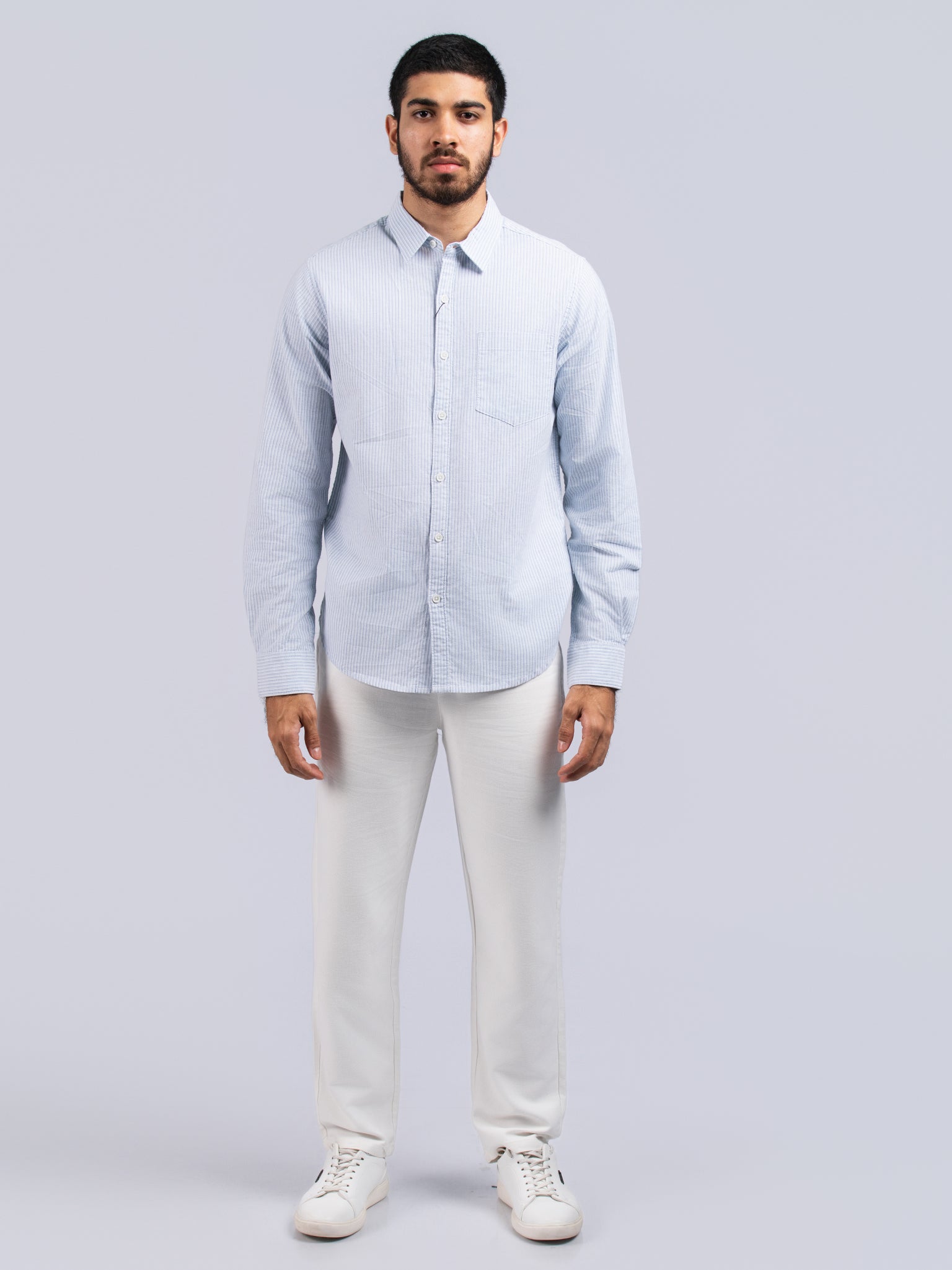 DEEDAT Slim Fit Long Sleeve Shirt - Blue
