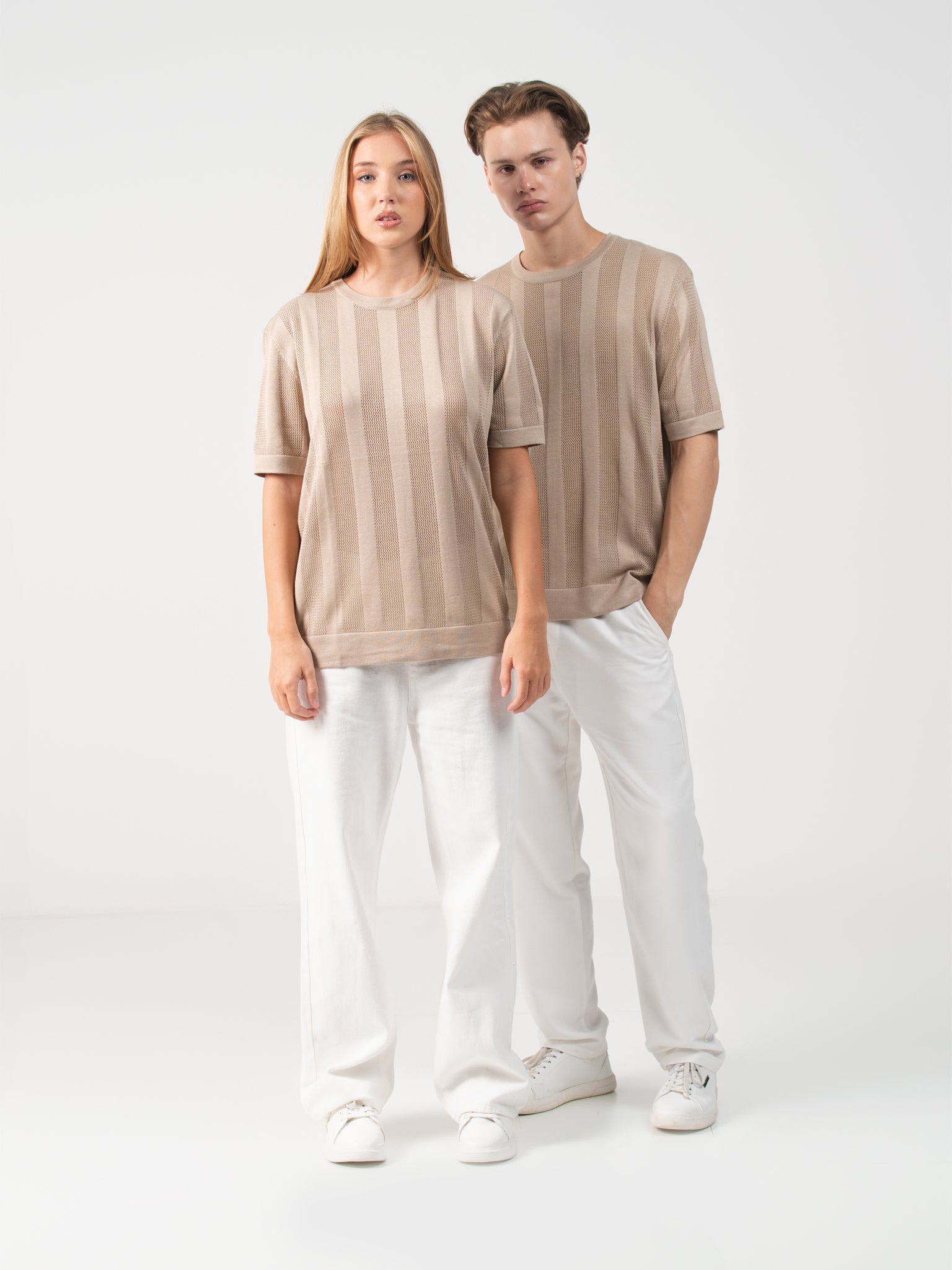 DEEDAT PORTOFINO Short Sleeve Regular Fit Tee Shirt - Beige