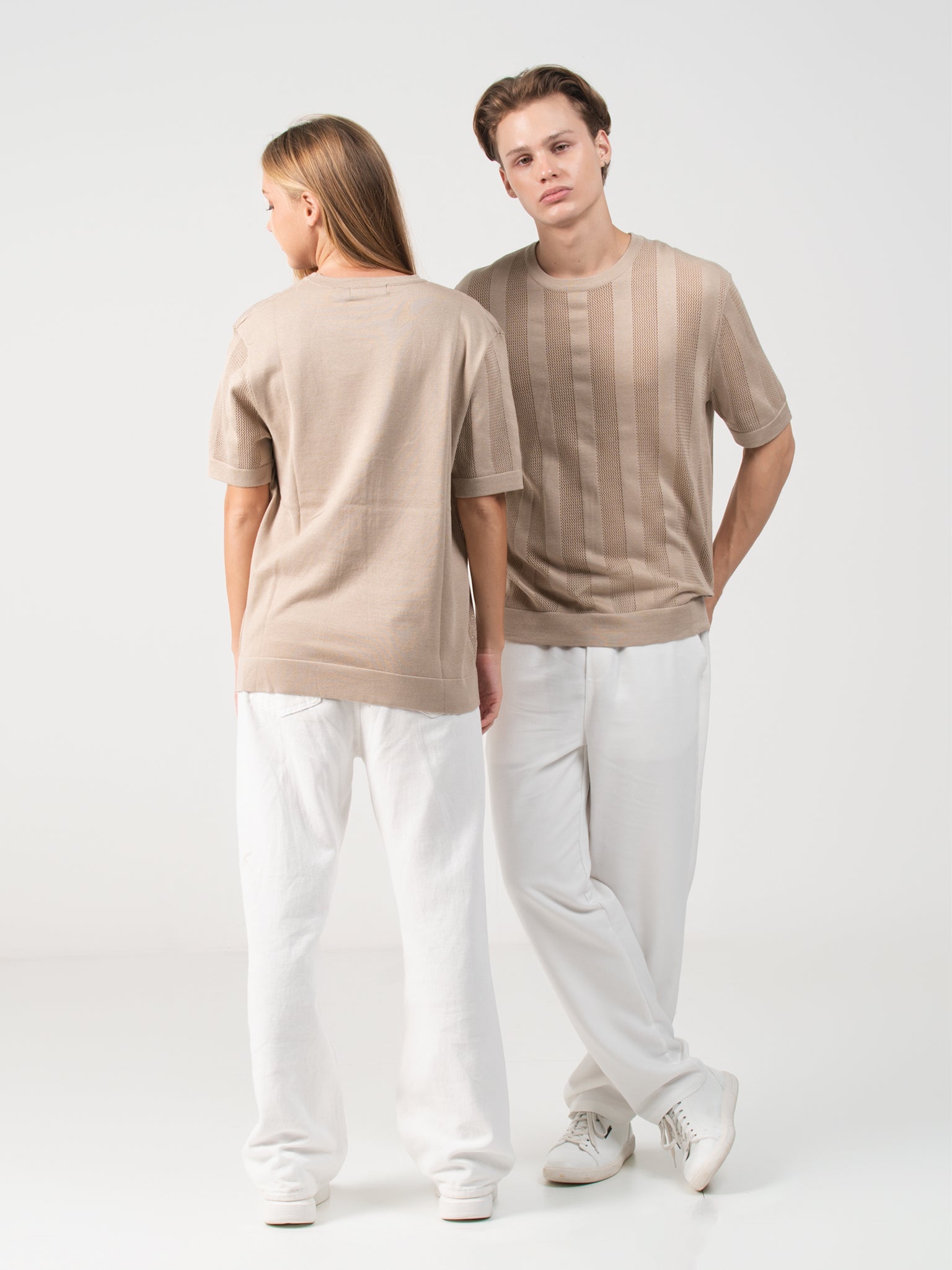 DEEDAT PORTOFINO Short Sleeve Regular Fit Tee Shirt - Beige