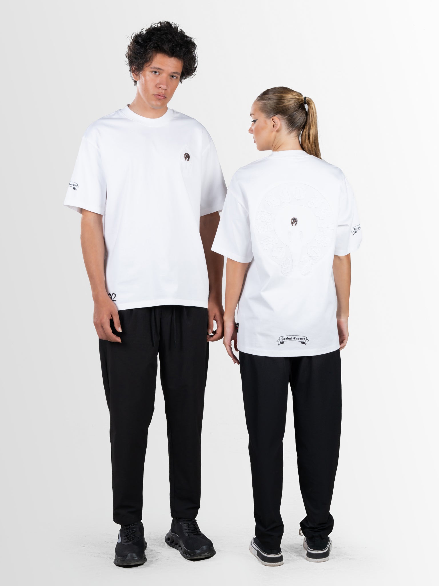 DEEDAT Only The Brave Short Sleeve Oversized Crew Neck Tee - White