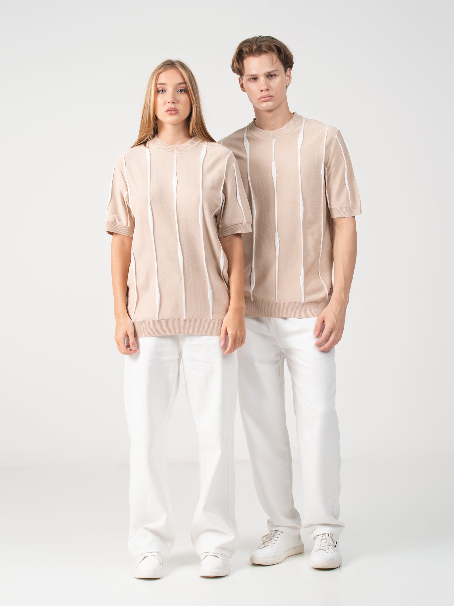 DEEDAT PORTOFINO Short Sleeve Regular Fit Tee Shirt - Beige
