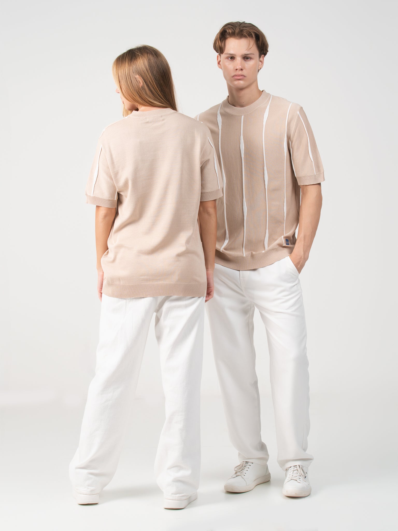 DEEDAT PORTOFINO Short Sleeve Regular Fit Tee Shirt - Beige
