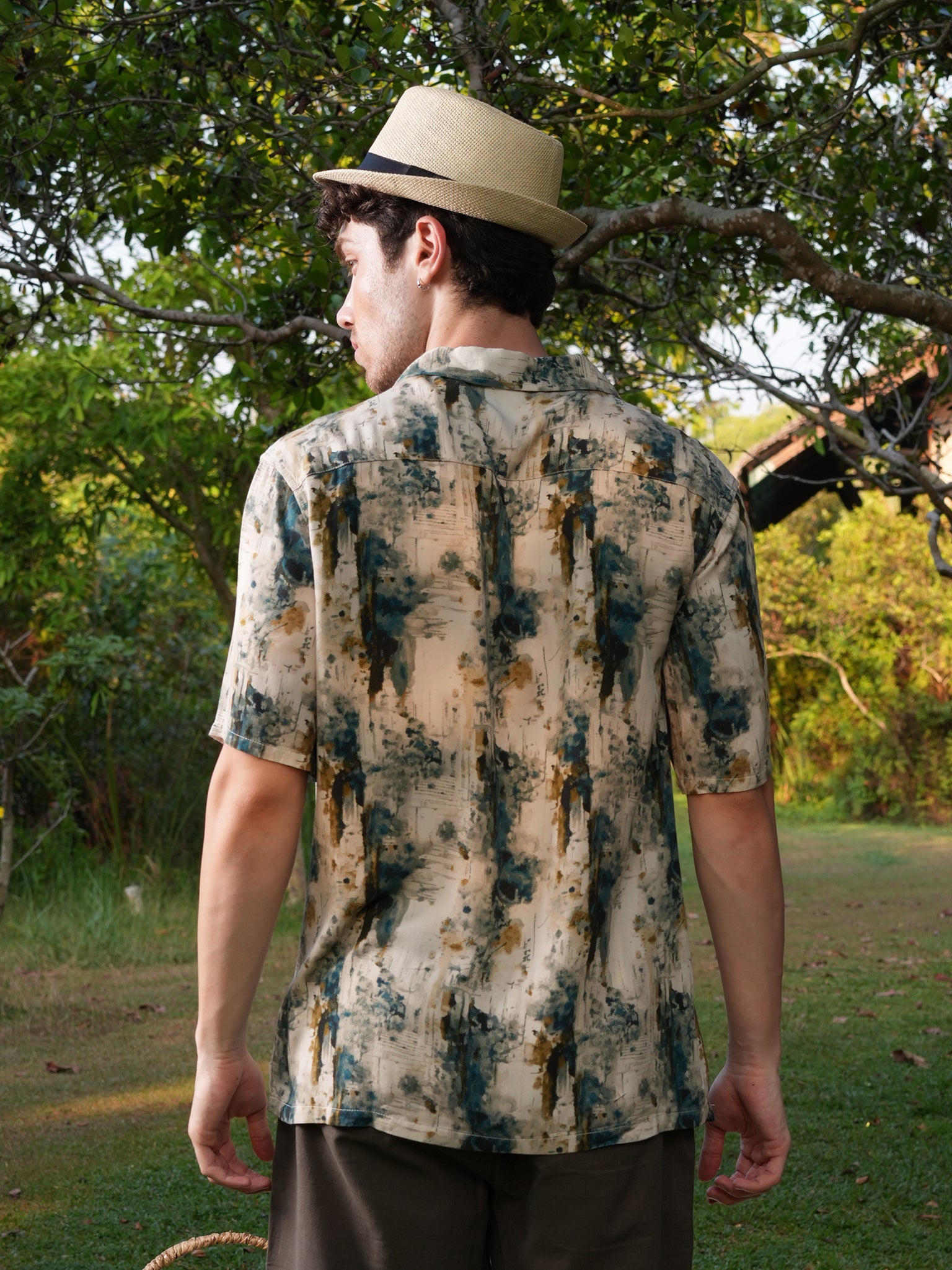 DEEDAT NATURE VERSE Regular Fit Casual Shirt - Beige/Green
