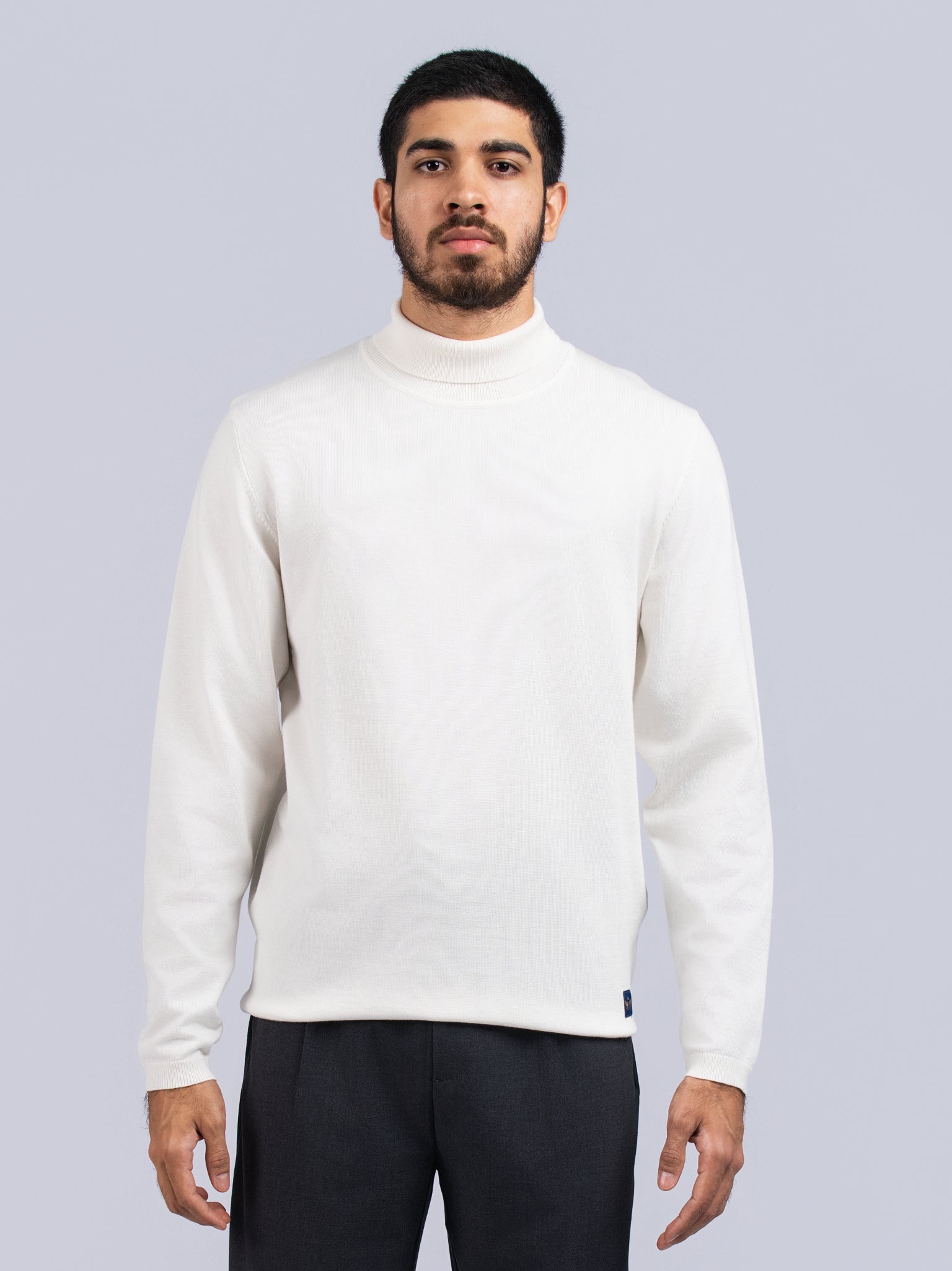 DEEDAT PORTOFINO High Neck Long Sleeve Tee Shirt - White