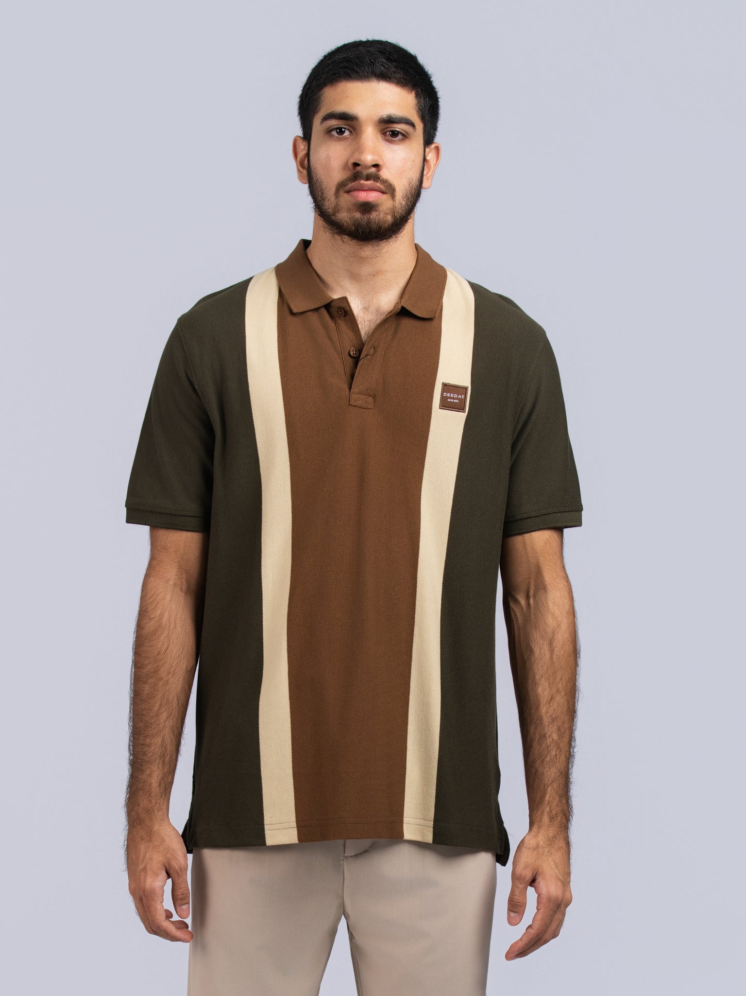DEEDAT Polo Regular Fit Tees - Olive/Brown