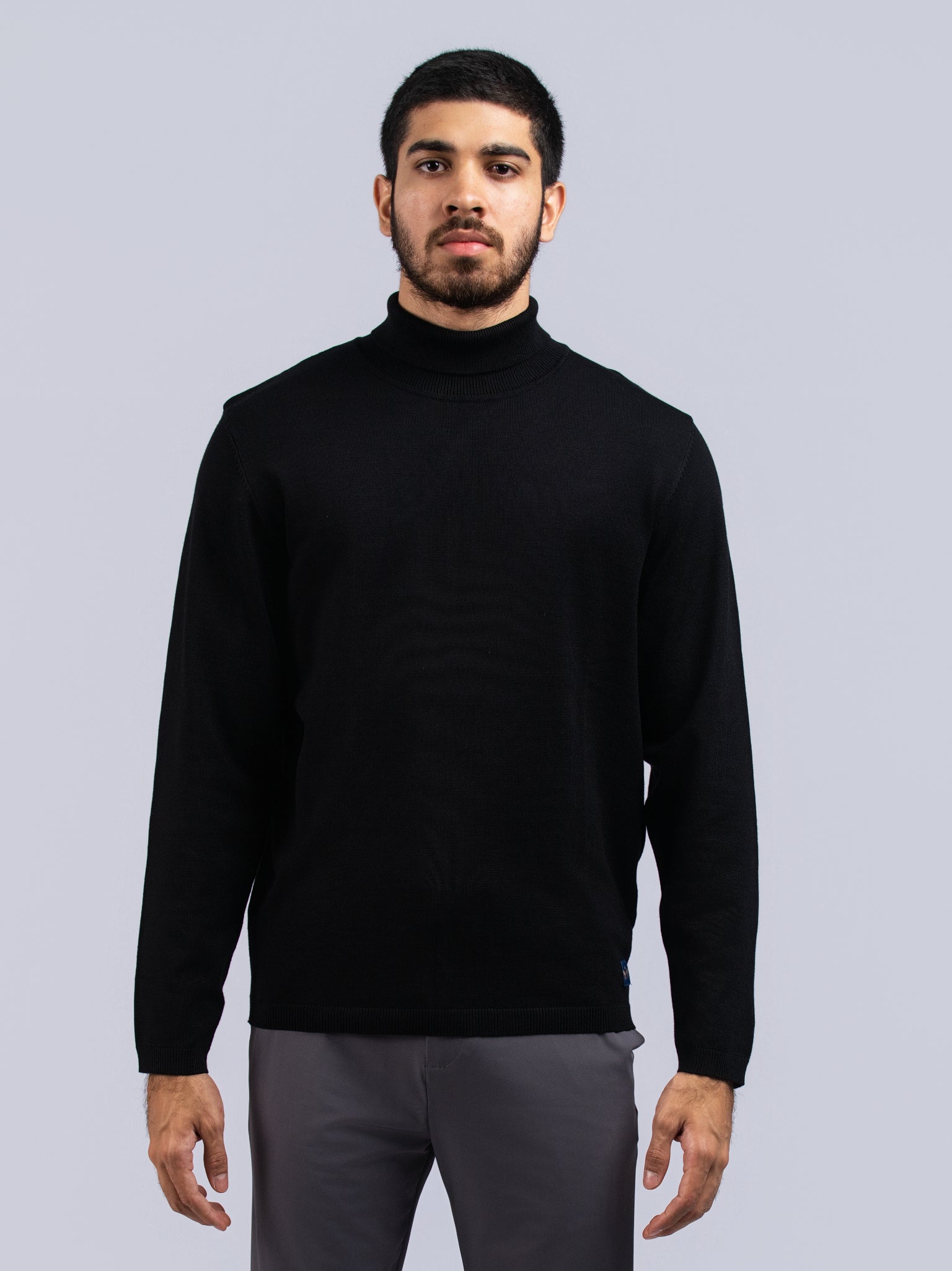 DEEDAT PORTOFINO High Neck Long Sleeve Tee Shirt - Black