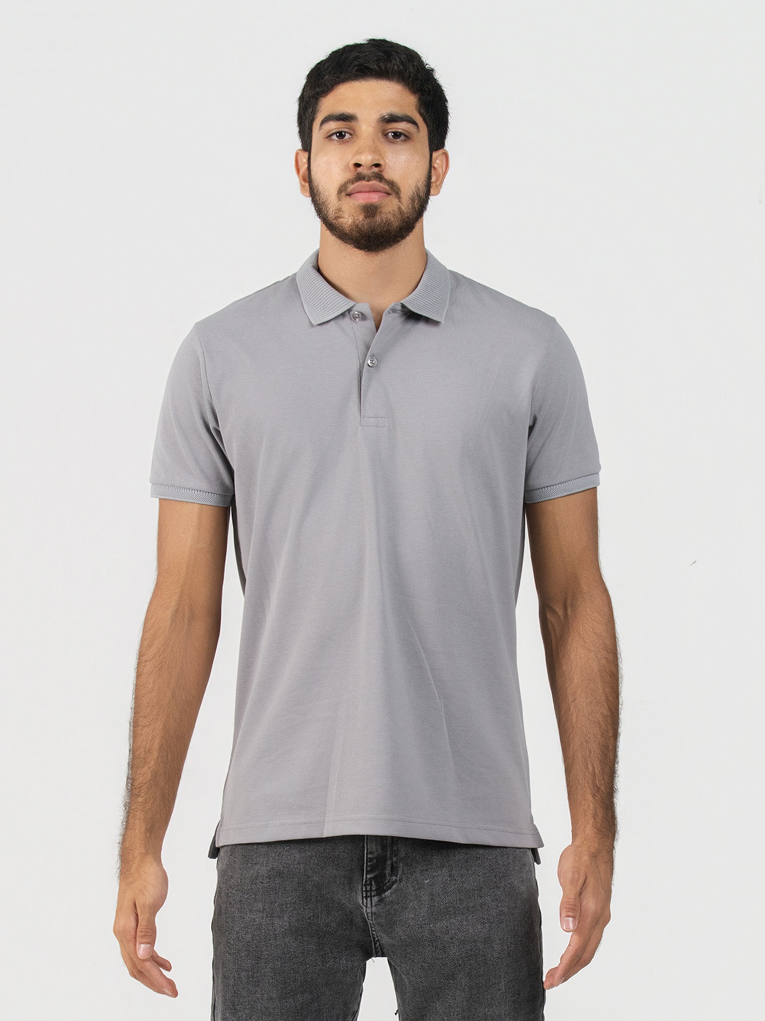 DEEDAT Slim Fit Polo Tees - Gray