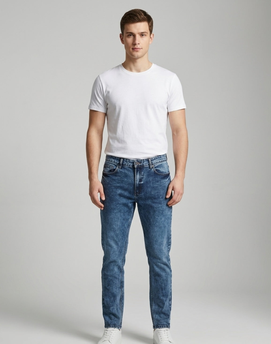 DEEDAT  Tapered Fit Jeans - Mid Blue