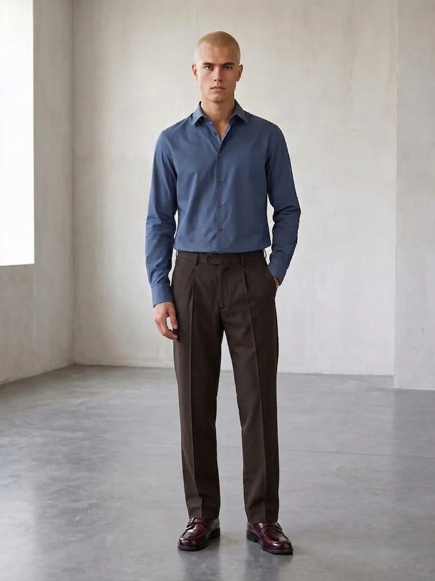 DEEDAT Regular Fit Casual Pant -Coffee