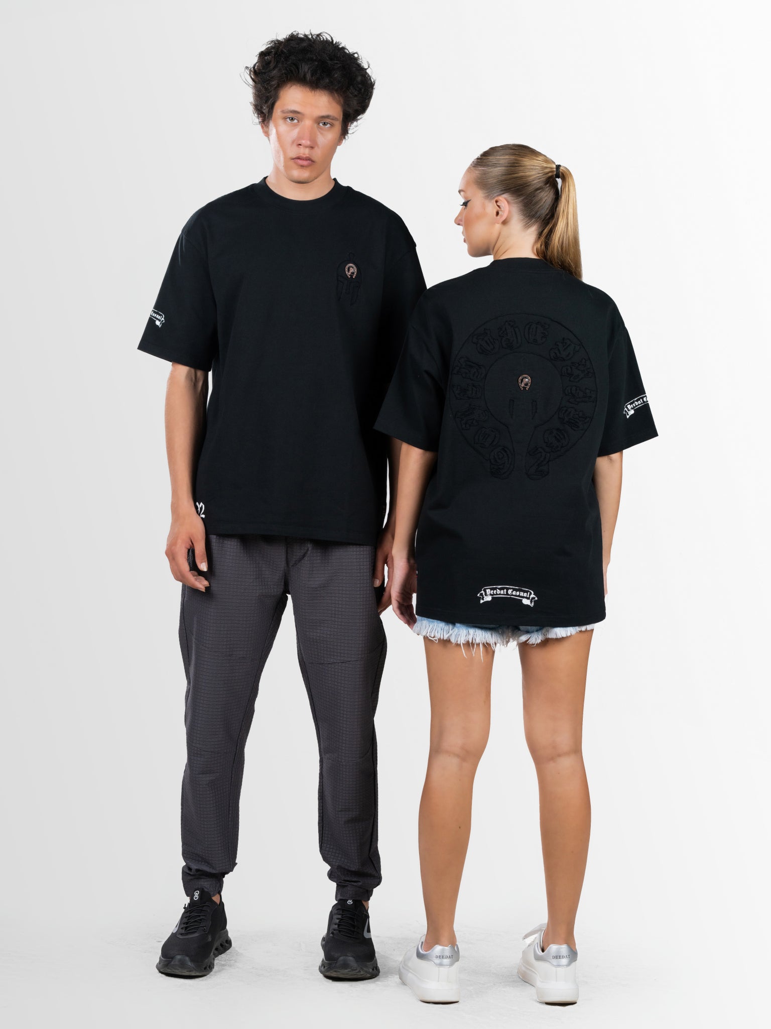 DEEDAT Only The Brave Short Sleeve Oversized Crew Neck Tee - Black